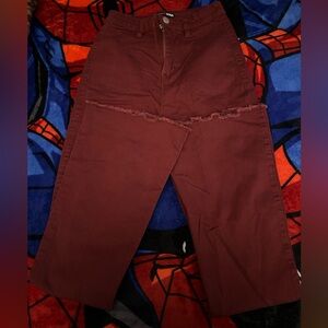 Fashion Nova Women's Burgundy Flare Jeans